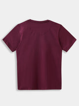 Boys Maroon Casual Slim Fit Graphic Half Sleeves Tshirt