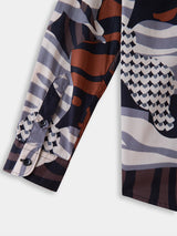Boys Brown Casual Full Sleeves Printed Regular Shirt