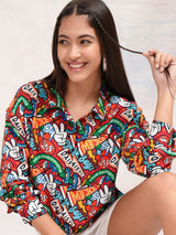 Women's Multicolor Casual Graphic Regular Fit Full Sleeves Shirt