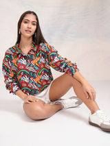 Women's Multicolor Casual Graphic Regular Fit Full Sleeves Shirt