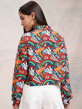 Women's Multicolor Casual Graphic Regular Fit Full Sleeves Shirt
