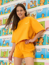 Women's Yellow Everyday Regular Fit Cartoon Characters Half Sleeves Night Suits