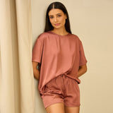 Women's Brown Everyday Regular Fit Solid Half Sleeves Night Suits