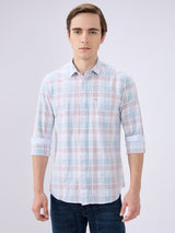 Men's Green Cotton Blended Checked Slim Fit Full Sleeves Casual Shirt