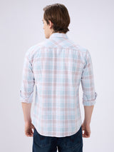 Men's Green Cotton Blended Checked Slim Fit Full Sleeves Casual Shirt