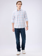 Men's Green Cotton Blended Checked Slim Fit Full Sleeves Casual Shirt