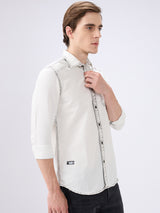 Men's Grey Cotton Blend Solid Slim Fit Full Sleeves Casual Shirt