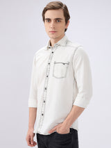 Men's Grey Cotton Blend Solid Slim Fit Full Sleeves Casual Shirt