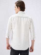Men's Grey Cotton Blend Solid Slim Fit Full Sleeves Casual Shirt