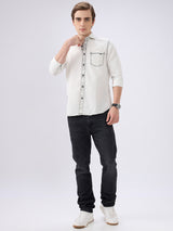 Men's Grey Cotton Blend Solid Slim Fit Full Sleeves Casual Shirt