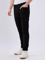 Men's Black Mid-Rise Skinny Fit Cotton Blended Casual Jeans