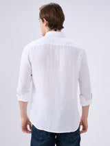 Men's White Cotton Blended Solid Slim Fit Full Sleeves Casual Shirt