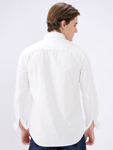 Men's White Casual Slim Fit Solid Full Sleeves Shirt