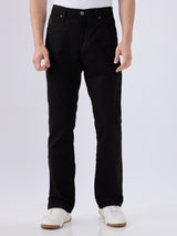 Men's Black Mid-Rise Bootcut Cotton Blended Casual Jeans
