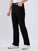Men's Black Mid-Rise Bootcut Cotton Blended Casual Jeans