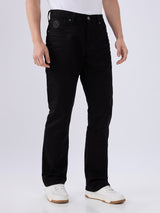 Men's Black Mid-Rise Bootcut Cotton Blended Casual Jeans