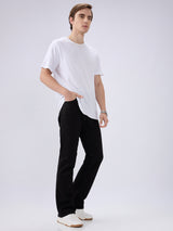 Men's Black Mid-Rise Bootcut Cotton Blended Casual Jeans