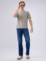 Men's Blue Mid-Rise Bootcut Cotton Blended Casual Jeans