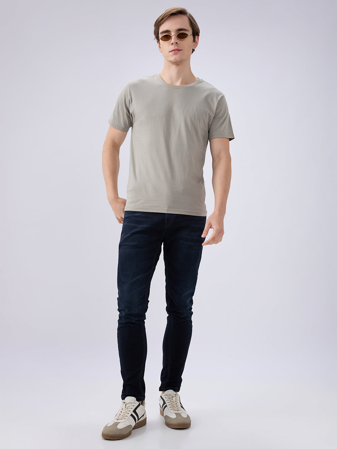 Men's Blue Mid-Rise Skinny Fit Cotton Blended Casual Jeans