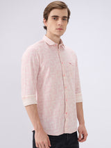 Men's Beige Cotton Blend Printed Slim Fit Full Sleeves Casual Shirt