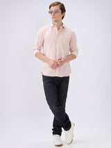 Men's Beige Cotton Blend Printed Slim Fit Full Sleeves Casual Shirt