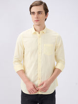 Men's Yellow Casual Slim Fit Solid Full Sleeves Shirt