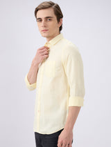 Men's Yellow Casual Slim Fit Solid Full Sleeves Shirt