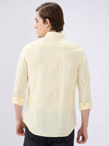 Men's Yellow Casual Slim Fit Solid Full Sleeves Shirt
