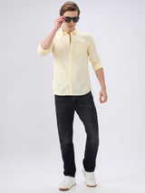 Men's Yellow Casual Slim Fit Solid Full Sleeves Shirt