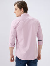 Men's Lavender Cotton Blend Solid Slim Fit Full Sleeves Casual Shirt