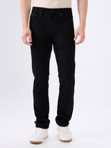 Men's Black Mid-Rise Straight Fit Cotton Blended Casual Jeans