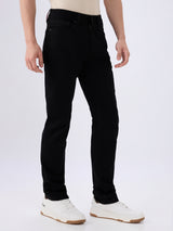 Men's Black Mid-Rise Straight Fit Cotton Blended Casual Jeans