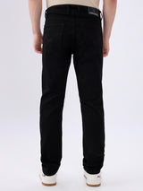 Men's Black Mid-Rise Straight Fit Cotton Blended Casual Jeans