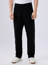 Men's Black Mid-Rise Baggy Cotton Blended Casual Jeans