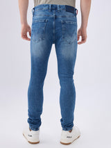 Men's Blue Mid-Rise Skinny Fit Cotton Blended Casual Jeans