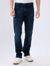 Men's Blue Mid-Rise Straight Fit Cotton Blended Casual Jeans