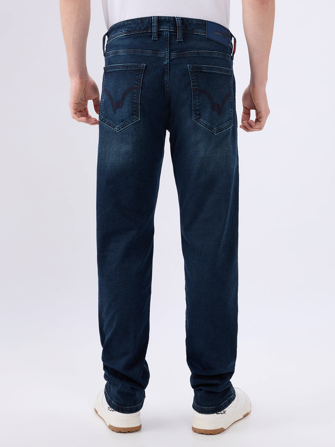 Men's Blue Mid-Rise Straight Fit Cotton Blended Casual Jeans