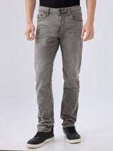 Men's Grey Mid-Rise Straight Fit Cotton Blended Casual Jeans