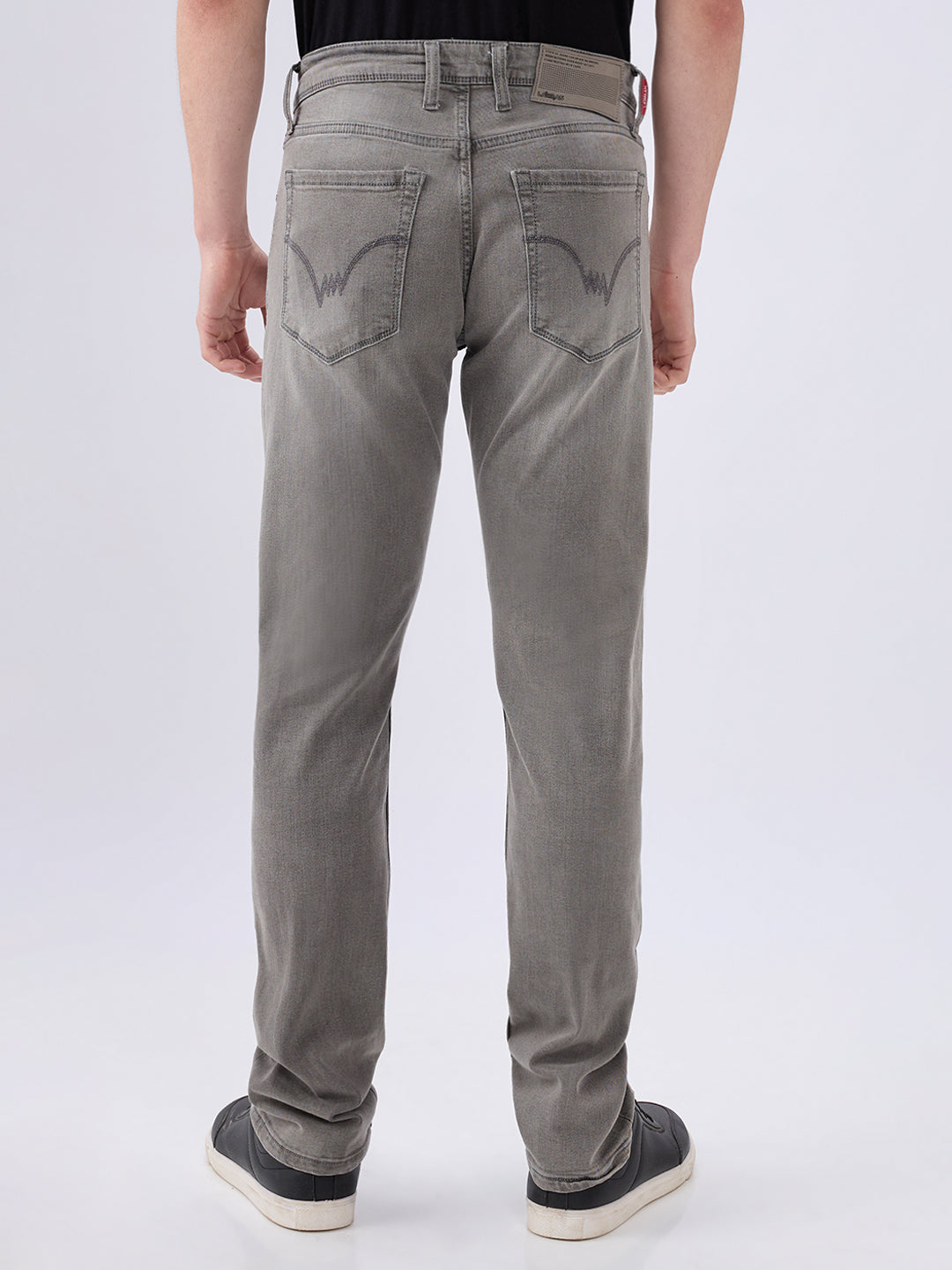 Men's Grey Mid-Rise Straight Fit Cotton Blended Casual Jeans