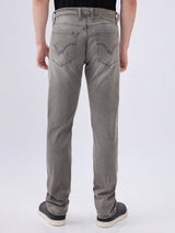Men's Grey Mid-Rise Straight Fit Cotton Blended Casual Jeans