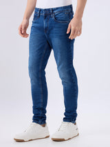 Men's Blue Mid-Rise Skinny Fit Cotton Blended Casual Jeans