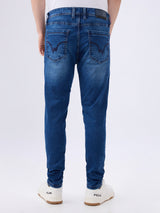 Men's Blue Mid-Rise Skinny Fit Cotton Blended Casual Jeans