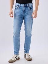 Men's Blue Mid-Rise Skinny Fit Cotton Blended Casual Jeans