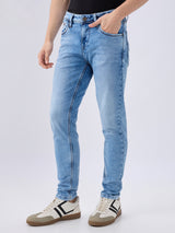 Men's Blue Mid-Rise Skinny Fit Cotton Blended Casual Jeans
