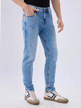 Men's Blue Mid-Rise Skinny Fit Cotton Blended Casual Jeans