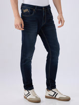 Men's Blue Mid-Rise Skinny Fit Cotton Blended Casual Jeans