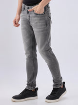 Men's Grey Mid-Rise Skinny Fit Cotton Blended Casual Jeans