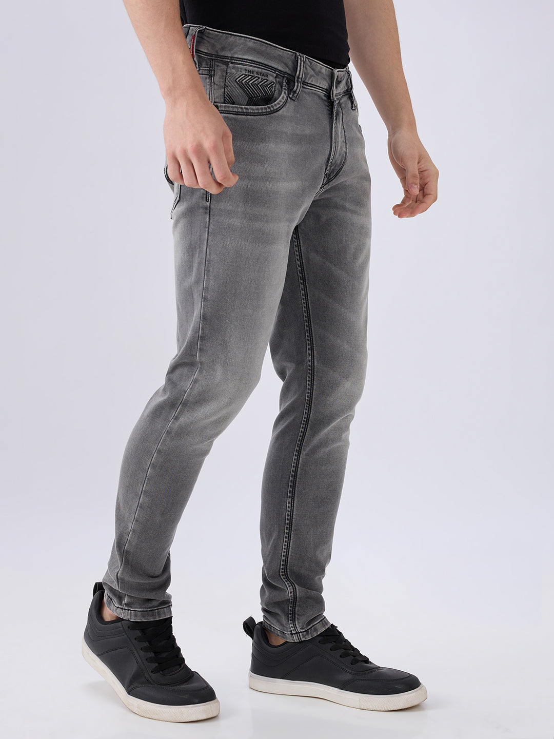 Men's Grey Mid-Rise Skinny Fit Cotton Blended Casual Jeans