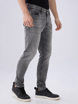 Men's Grey Mid-Rise Skinny Fit Cotton Blended Casual Jeans