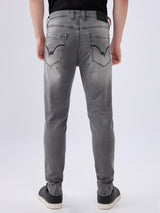 Men's Grey Mid-Rise Skinny Fit Cotton Blended Casual Jeans